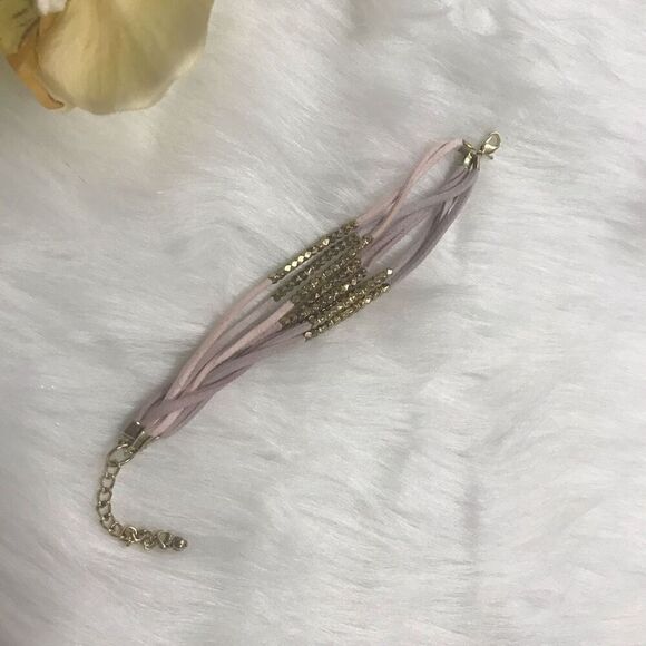 Trades of Hope‎ Pink Lavender Suede Gold Bead Bracelet NWT - Picture 1 of 8